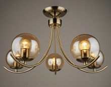 Люстра потолочная пятирожковая Мелодия Света  E27 Золото картинка 